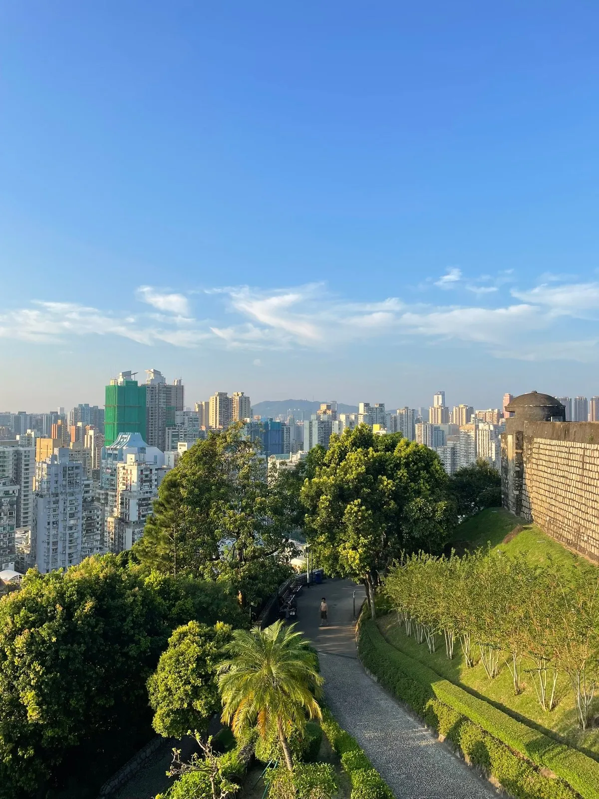 Чтобы подняться нужно пройти через парк. Тут много бегунов